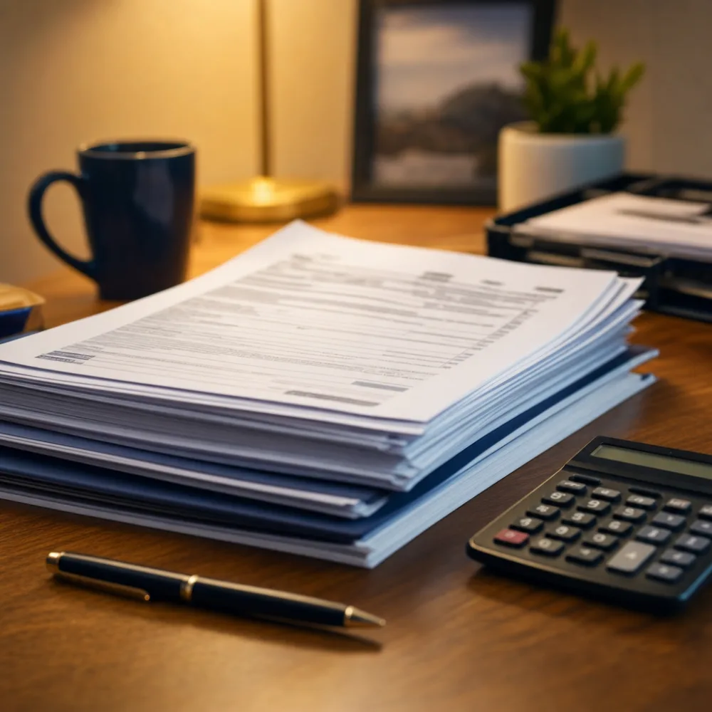 Preparer reviewing an individual tax return with a client at Ledger Lane